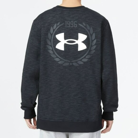 Under Armour Mens M Essential Fleece Heritage Crew Sweatshirt Grey Black 1996 UA - Picture 14 of 14